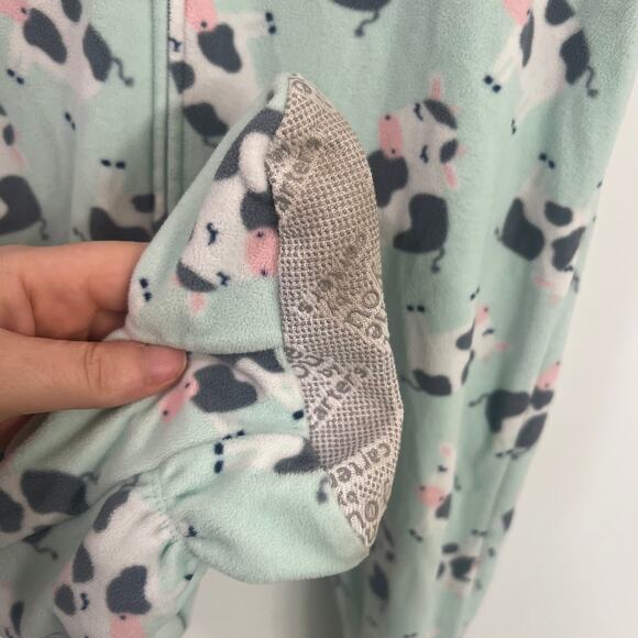 Just One You by Carter's Dairy Cow Print Full Zip Footed Pajama Sleeper, Size 3T - Picture 9 of 9